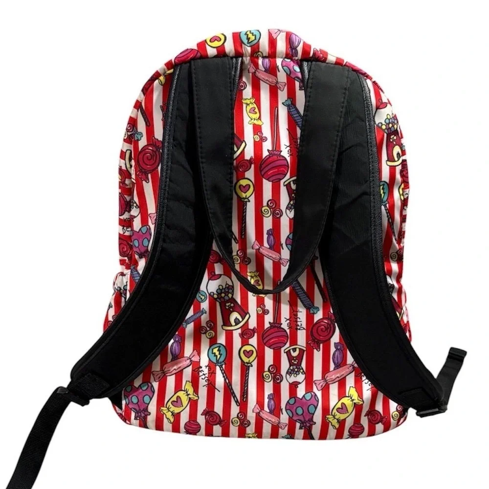 Betsey Johnson Backpack‎ Red White Candy Stripe Whimsical EUC